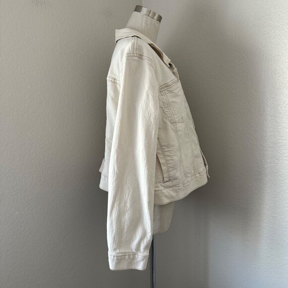 Eileen Fisher Denim Jacket Cotton Blend Front Buttons Closure Ivory Color Sz 1X - Picture 3 of 15